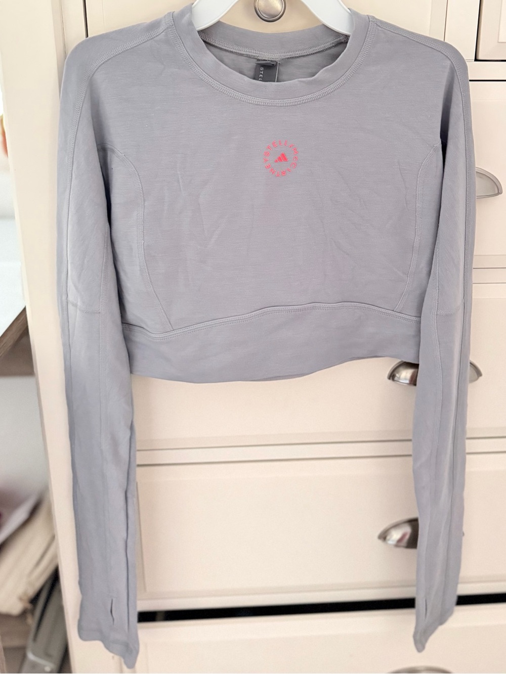 Adidas by Stella McCartney Cutout Back Crop Top Long Sleeve Gray